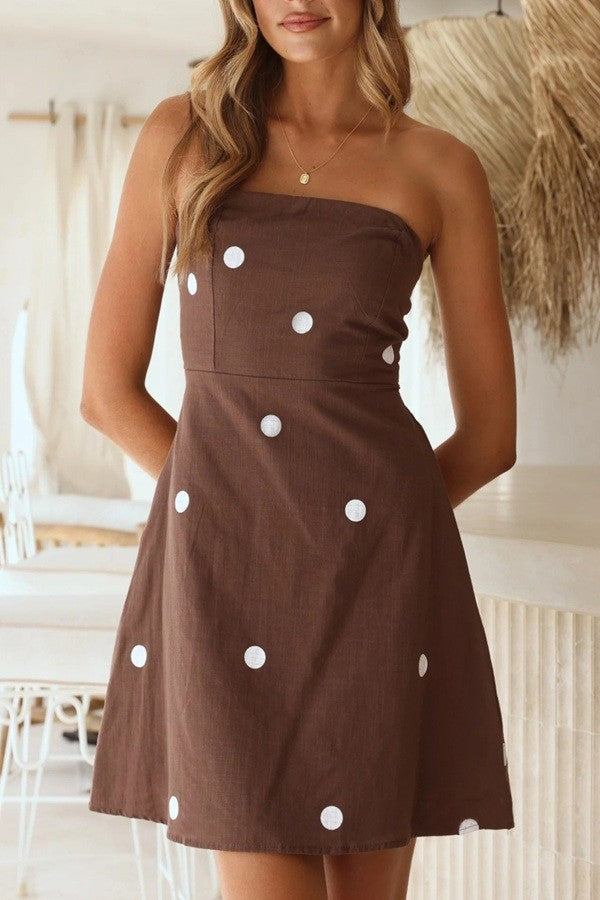 The Anais Polka Dot Strapless Dress