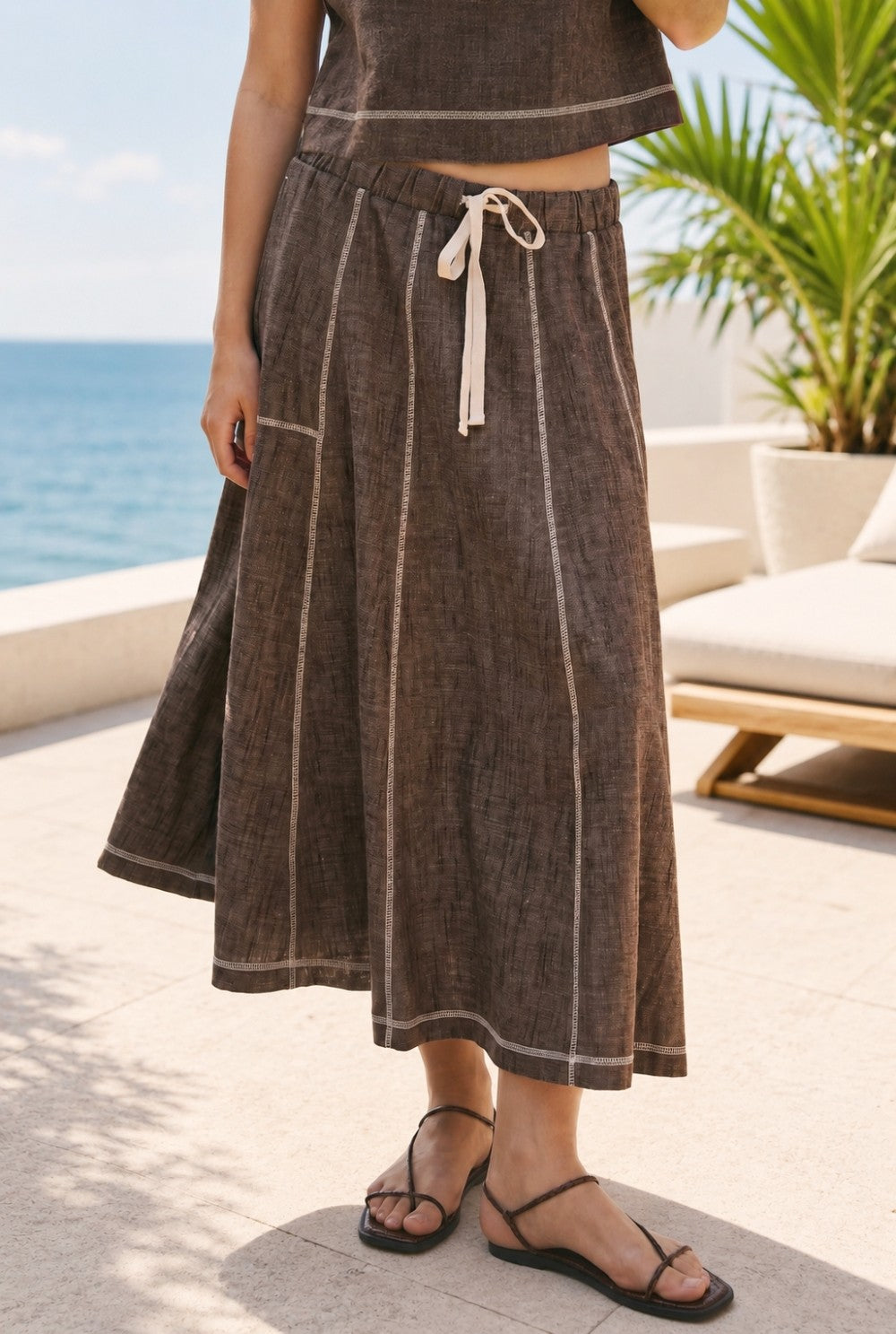 The Aspen Dark Brown Top + Skirt Set - Sold Separately