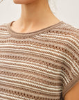 The Sadie Mocha Striped Crochet Top