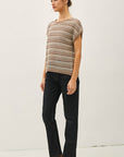 The Sadie Mocha Striped Crochet Top