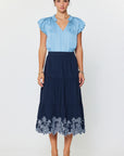 The Samara Embroidered Tiered Midi Skirt