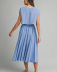 The Santorini French Blue Crop Top + Midi Skirt Set- Sold Separately