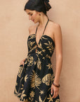 The Seira Tropical Halter Mini Dress