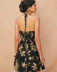The Seira Tropical Halter Mini Dress