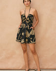 The Seira Tropical Halter Mini Dress