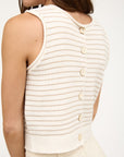 The Shannon Light Khaki Stripe Cardigan Vest