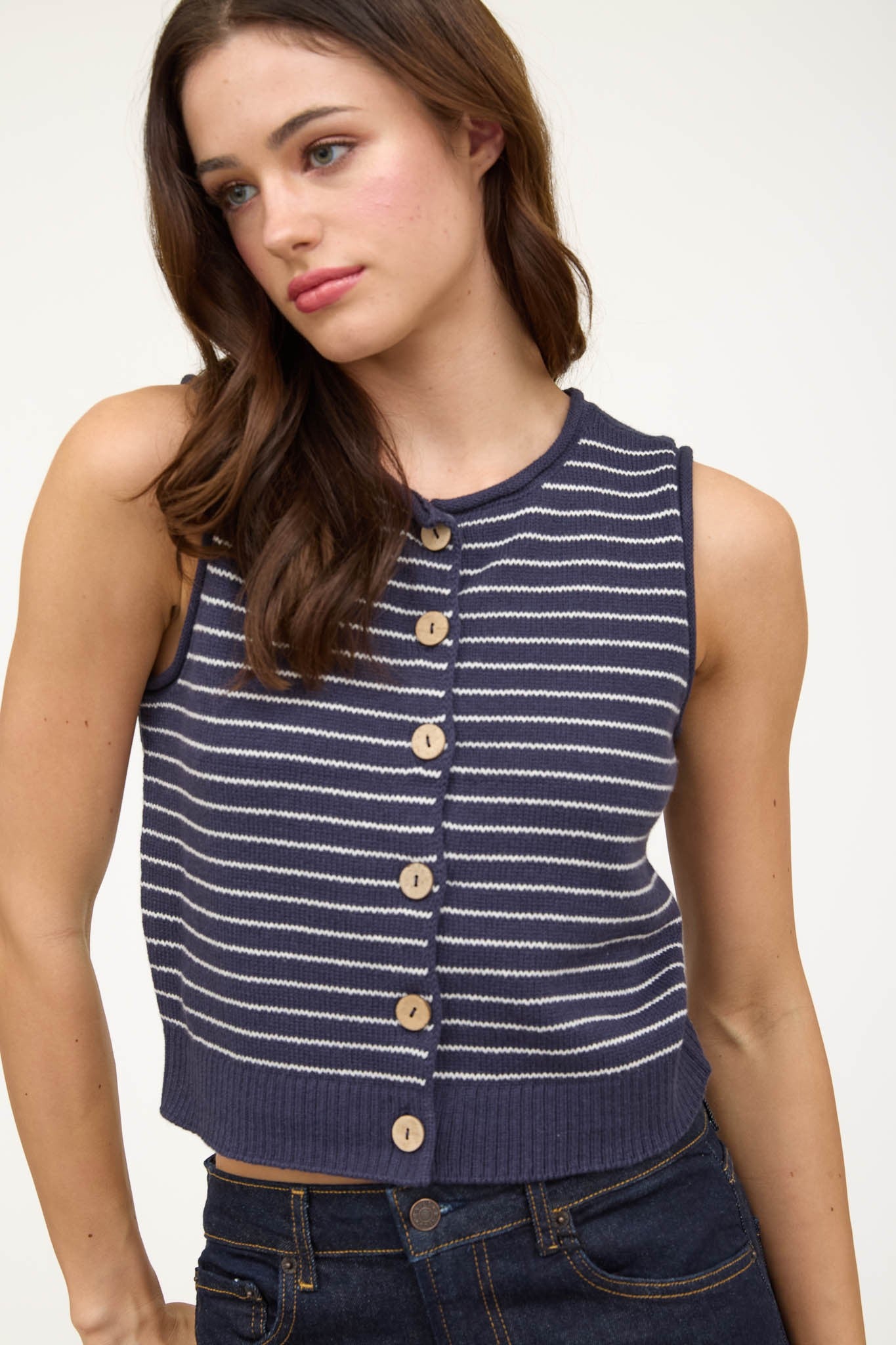 The Shannon Stripe Cardigan Vest