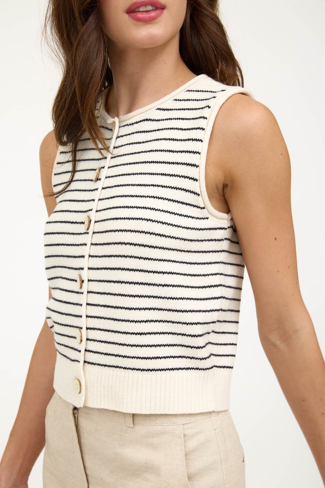 The Shannon Stripe Cardigan Vest