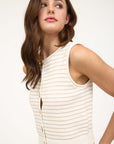 The Shannon Light Khaki Stripe Cardigan Vest