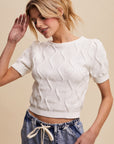 The Sofia Cream Textured Knit Top