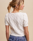 The Sofia Cream Textured Knit Top