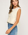 The Sofie Off White Cable Knit Vest