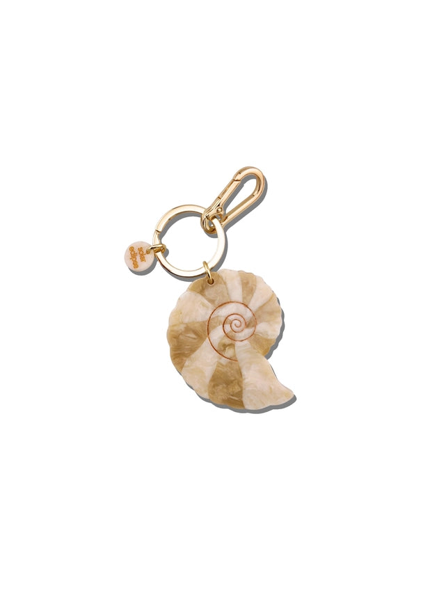 The Hand-Painted Spiral Shell Bag Charm + Keychain
