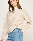 The Stevie Beige Button-Collar Pullover Sweater