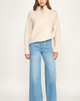 The Stevie Beige Button-Collar Pullover Sweater