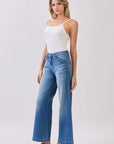 The Genoa Medium Denim Slant Pocket Crop Jeans