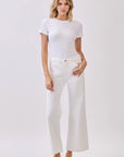The Genoa White Slant Pocket Crop Jeans