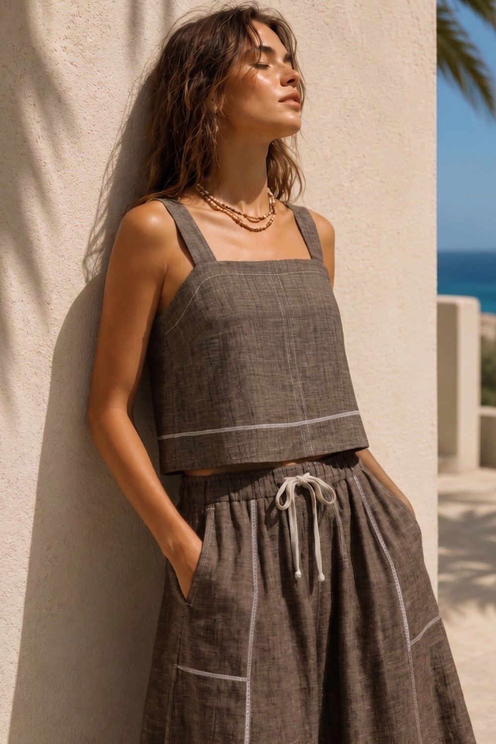 The Aspen Dark Brown Top + Skirt Set - Sold Separately