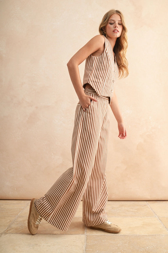 The Tansy Striped Vest + Pants Set - Sold Separately