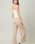 The Tasha Taupe Striped Drawstring Pants