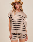 The Tina Striped Dolman Top + Shorts Set - Sold Separately