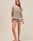 The Tina Striped Dolman Top + Shorts Set - Sold Separately