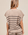 The Tina Striped Dolman Top + Shorts Set - Sold Separately