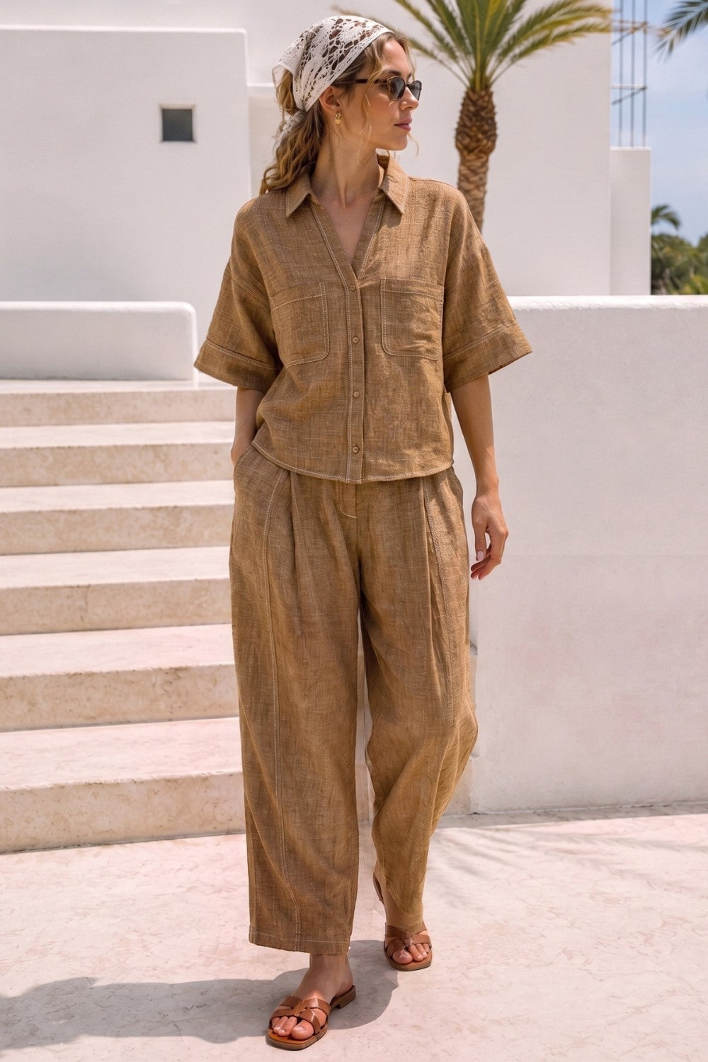 The Tova Brown Top + Pant Set - Sold Separately
