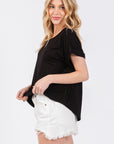 The Tyler Black Drop Shoulder Modal Top