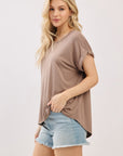 The Tyler Light Mocha Drop Shoulder Modal Top