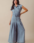 The Uma Wide Leg Denim Jumpsuit