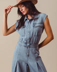 The Uma Wide Leg Denim Jumpsuit