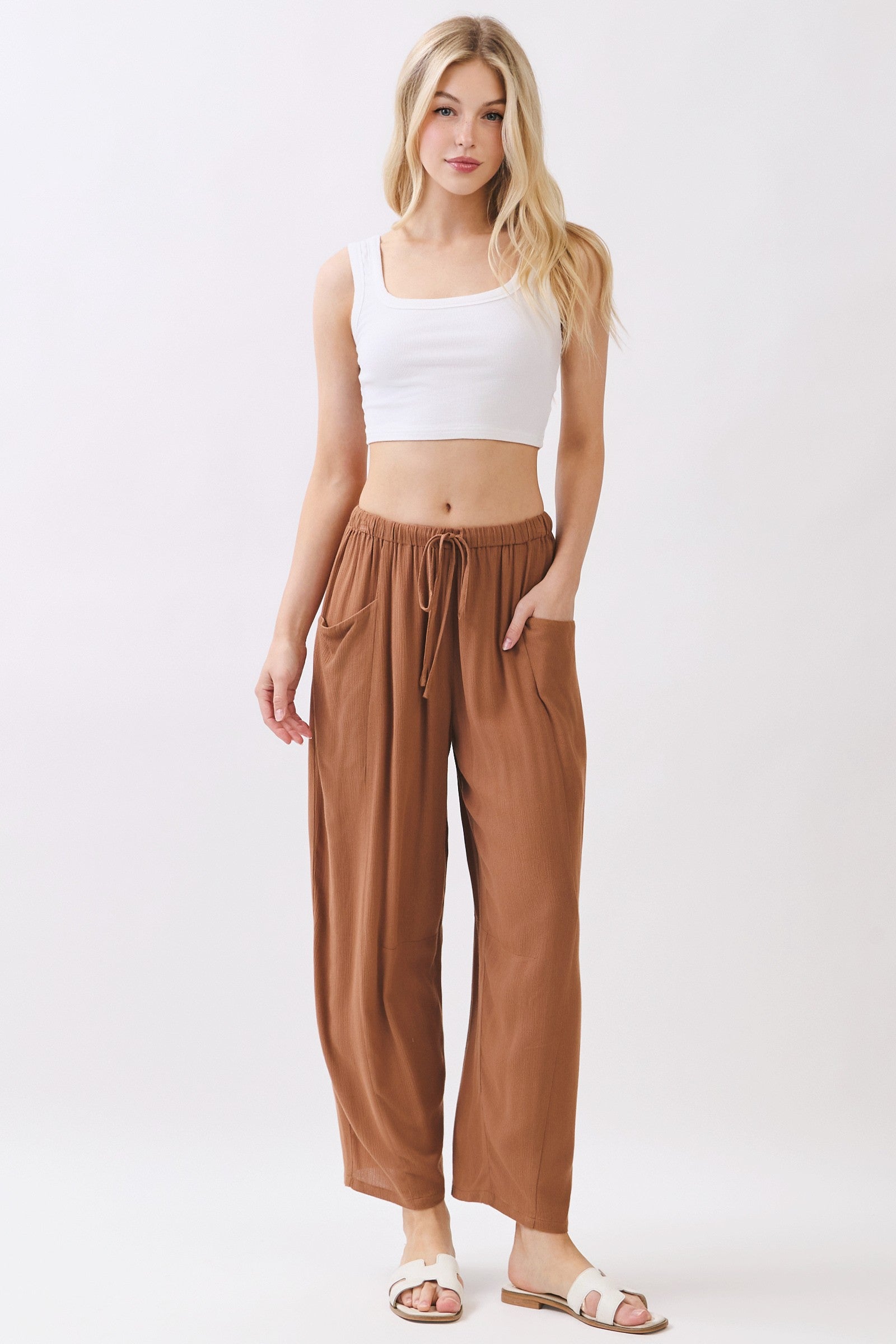The Senna Nutshell Drawstring Barrel Pants