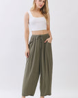 The Senna Vintage Olive Drawstring Barrel Pants