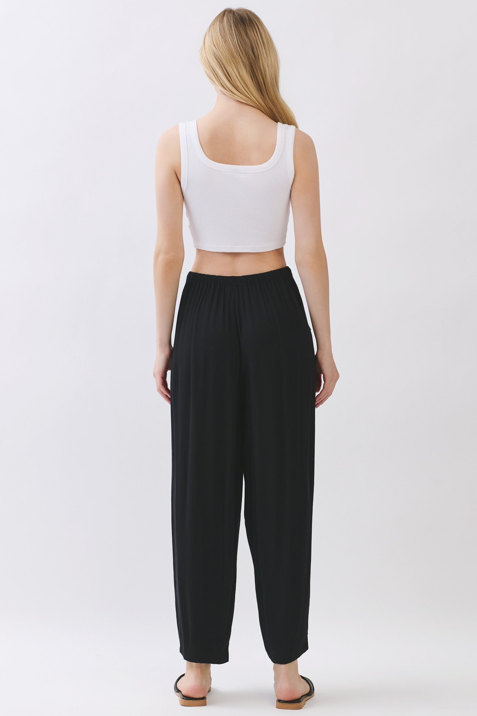 The Senna Black Drawstring Barrel Pants