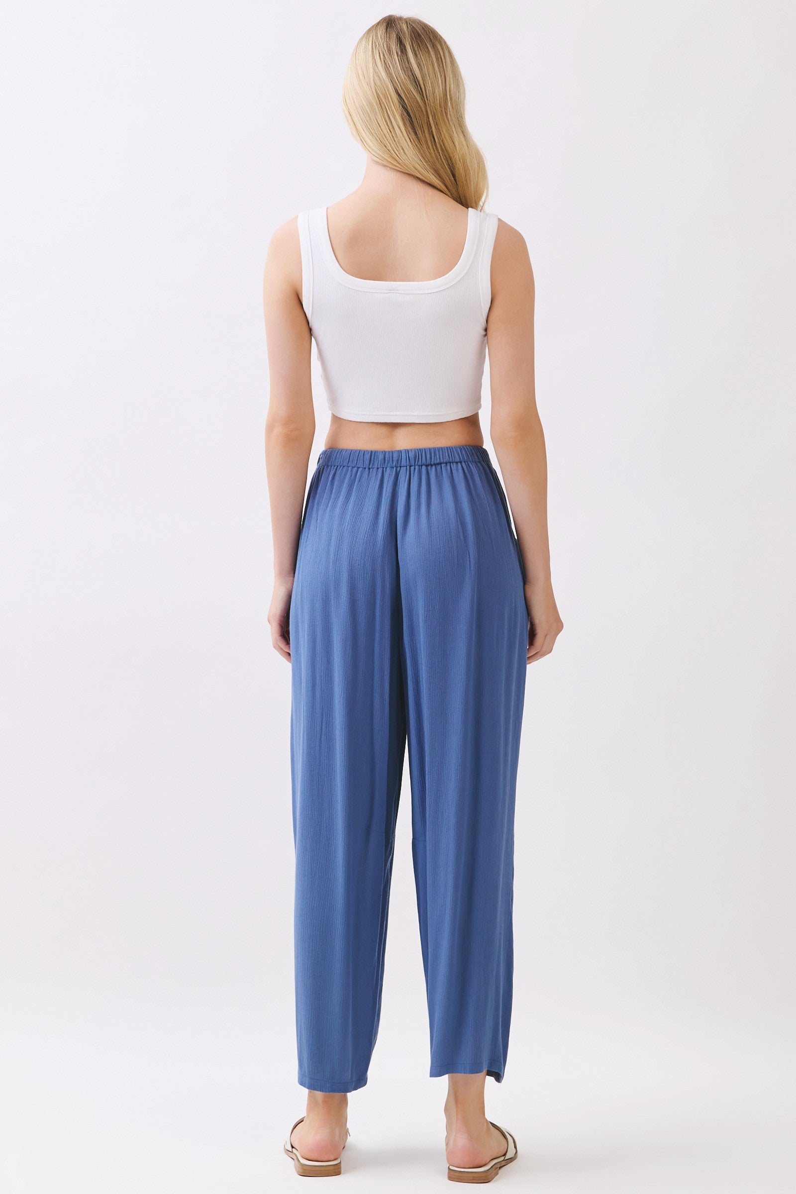 The Senna Denim Blue Drawstring Barrel Pants