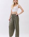 The Senna Vintage Olive Drawstring Barrel Pants