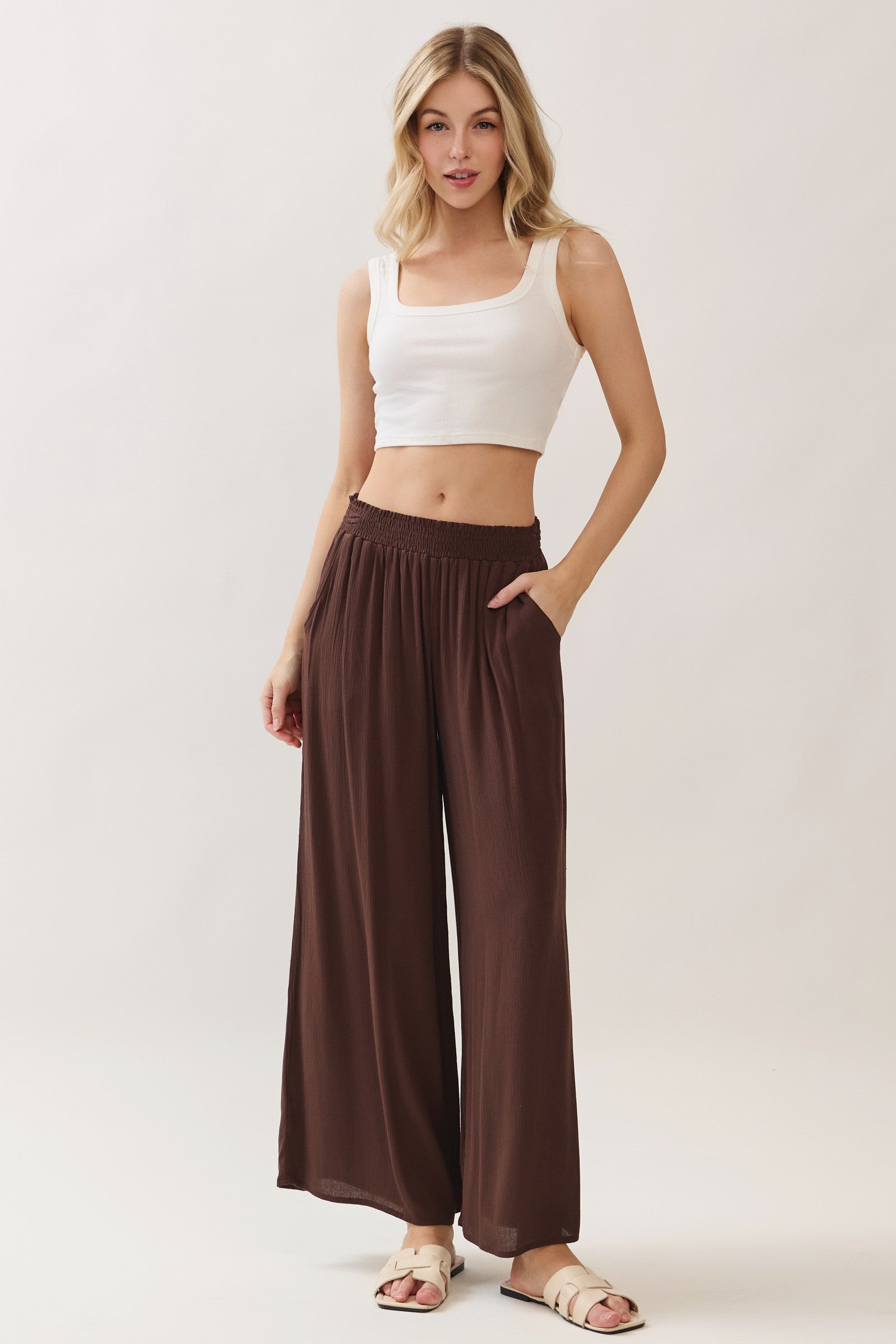 The Amara Chocolate Smocked Pants