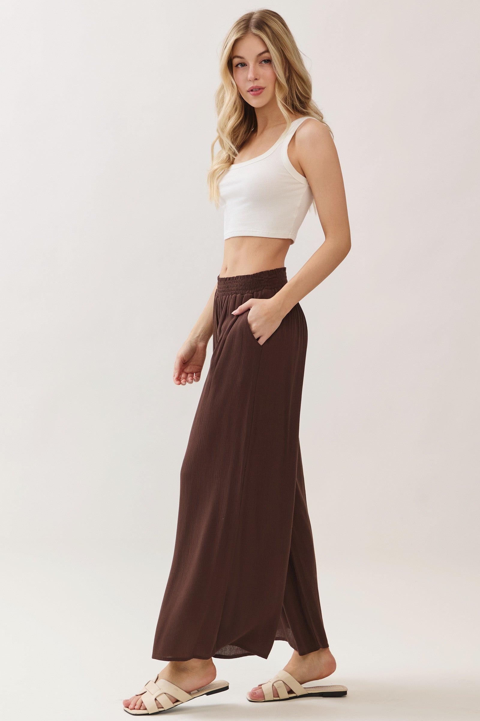 The Amara Chocolate Smocked Pants