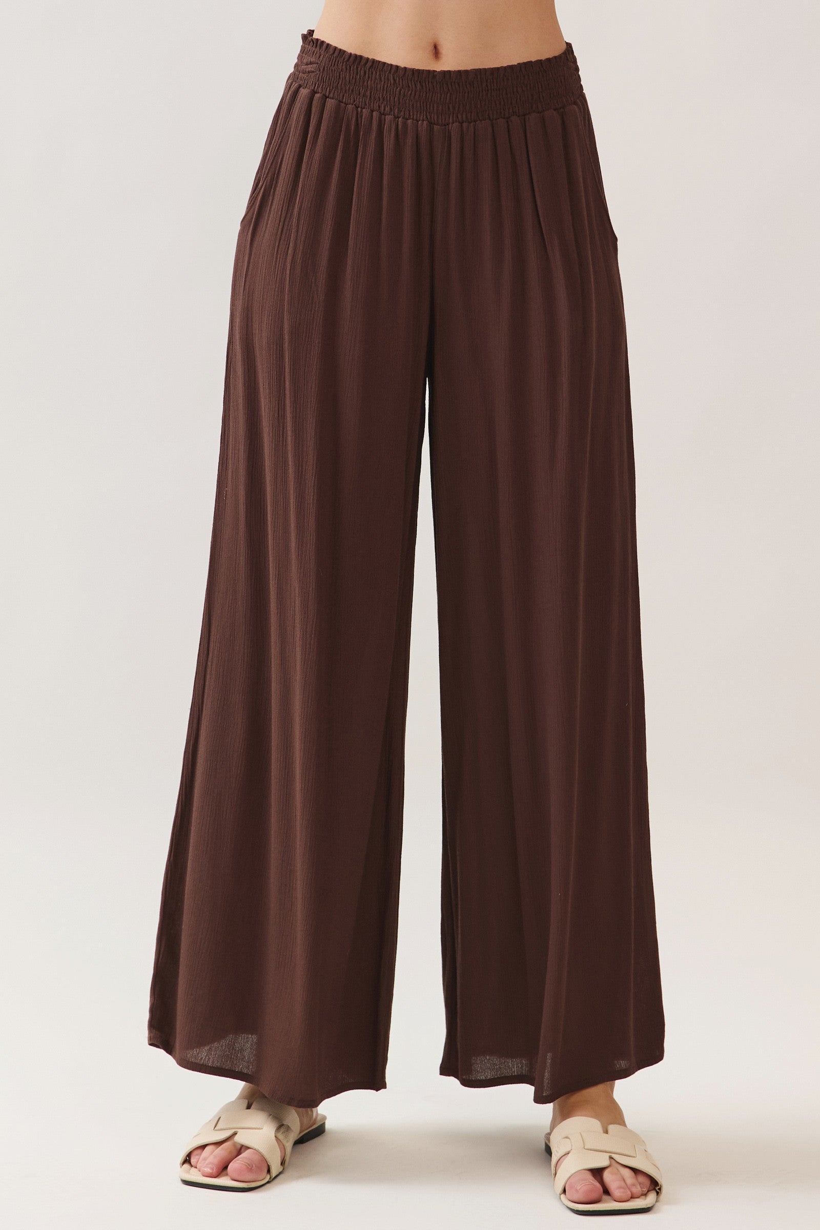 The Amara Chocolate Smocked Pants
