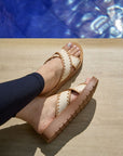 The Vera Nude Cross Stitched Sandal