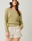 The Whitney Olive Off Shoulder Sweater