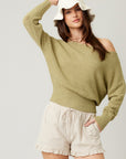The Whitney Olive Off Shoulder Sweater