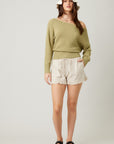 The Whitney Olive Off Shoulder Sweater