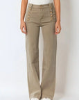 The Zephyr Beige Wide Leg Jeans