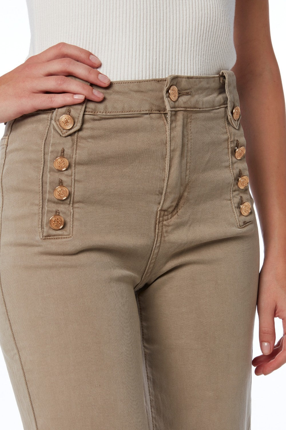 The Zephyr Beige Wide Leg Jeans