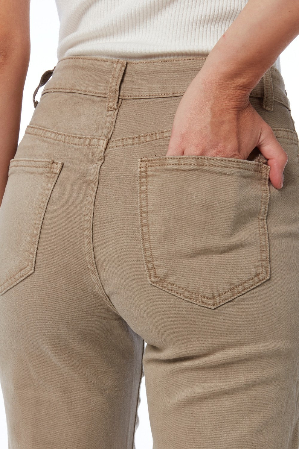 The Zephyr Beige Wide Leg Jeans