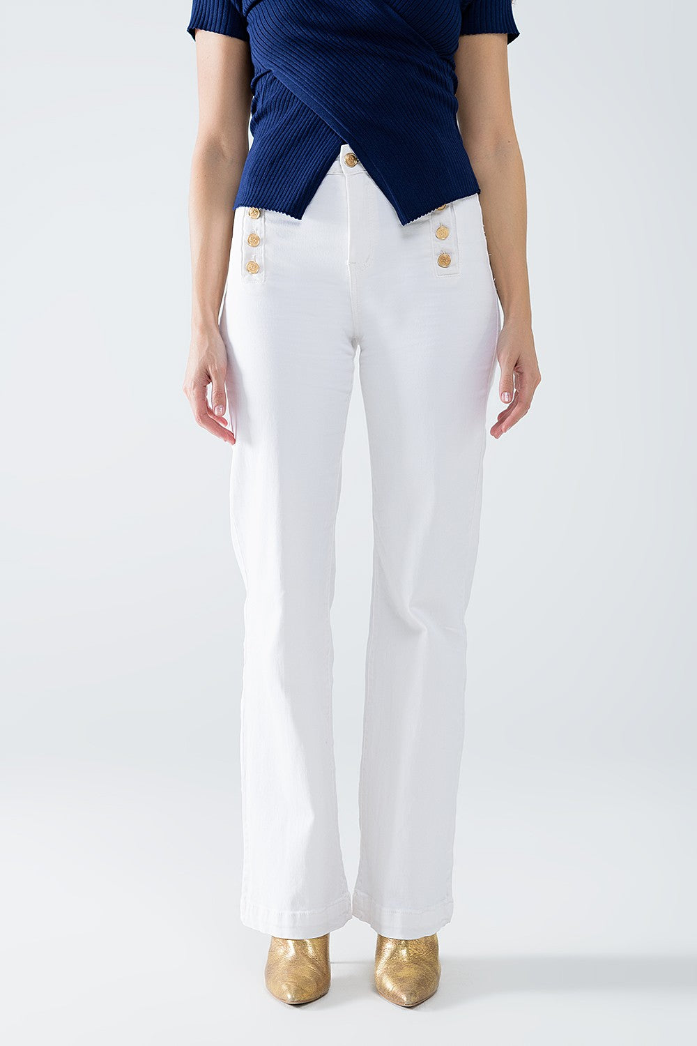 The Zephyr White Wide Leg Jeans