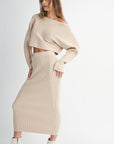 The Zinnia Light Taupe Crop Top + Midi Skirt Set - Sold Separately