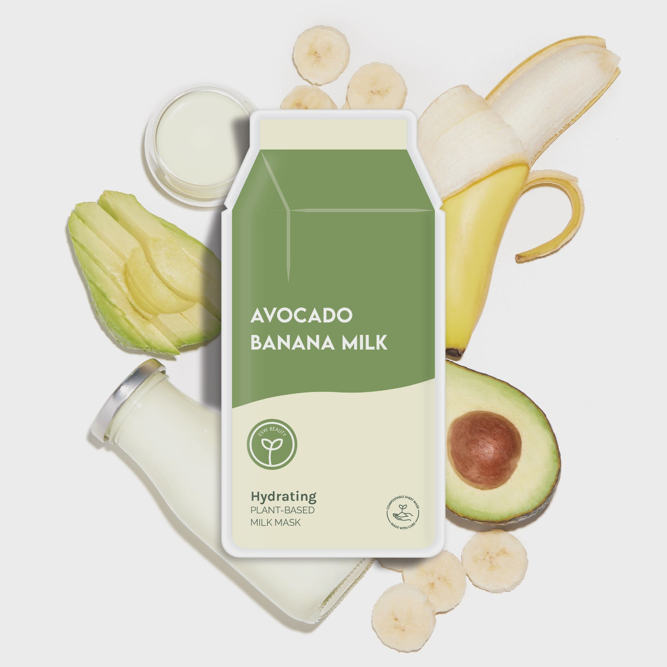 The Avocado Banana Milk Hydrating Plant-Based Milk Sheet Mask by ESW Beauty